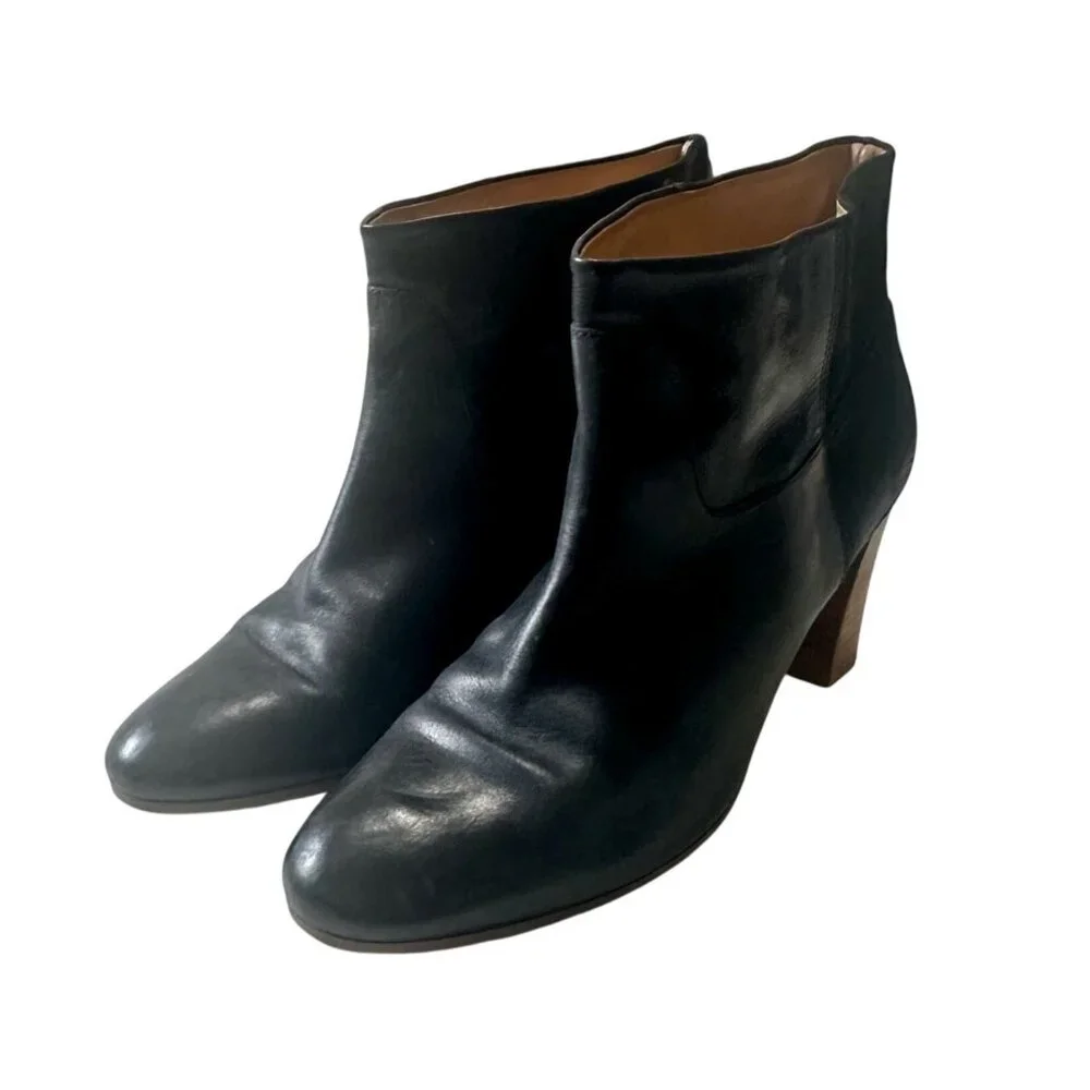 Maison Martin Margiela Black Leather Ankle Booties Size 38 Made in Italy